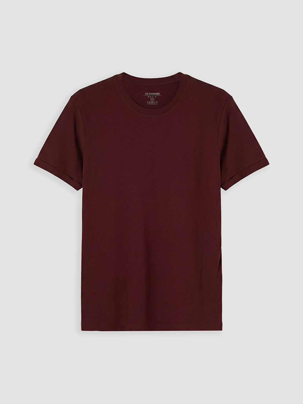 Bordo Slim Fit %100 Pamuk Basic Tişört