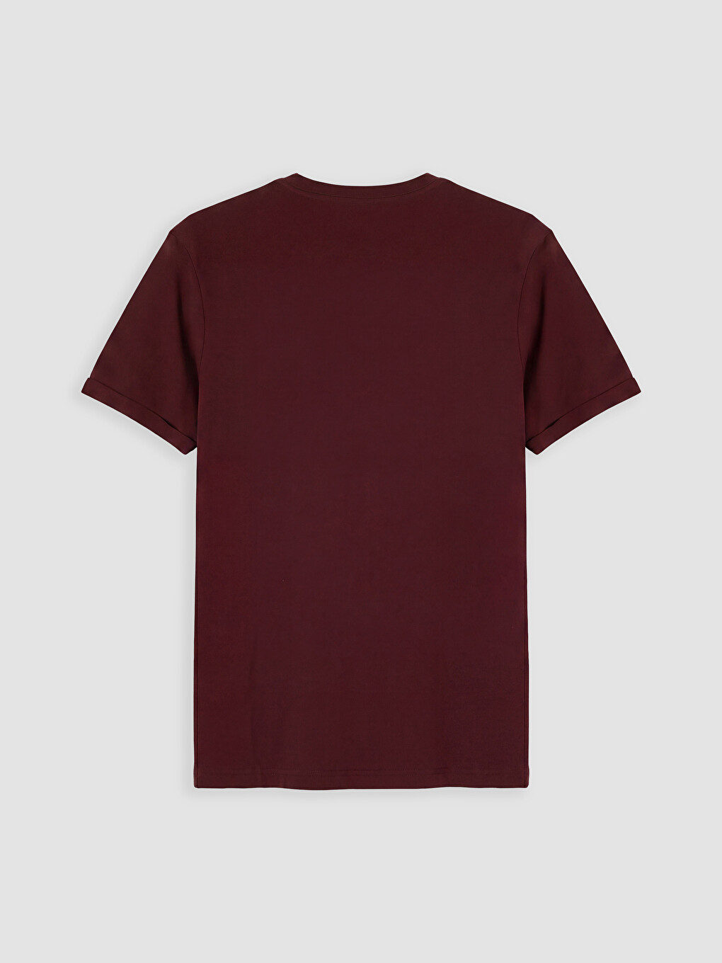 Bordo Slim Fit %100 Pamuk Basic Tişört-1