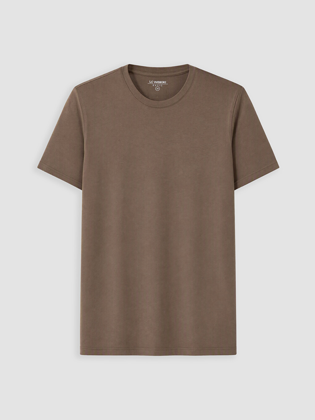Kahverengi Slim Fit %100 Pamuk Basic Tişört