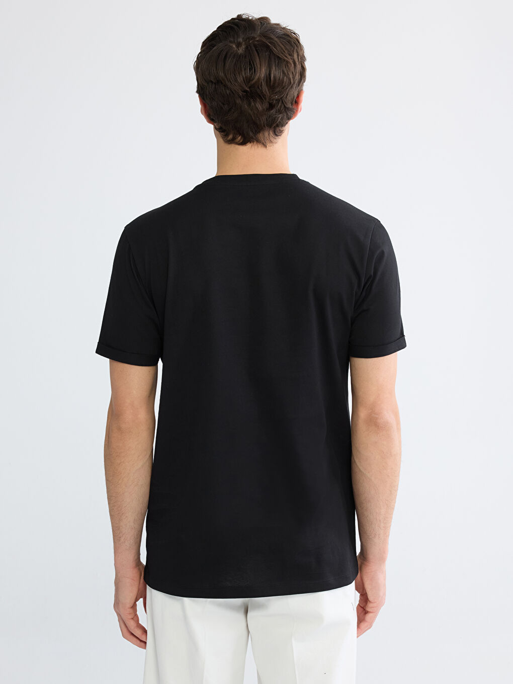 Siyah Slim Fit Bisiklet Yaka Erkek Tişört-3