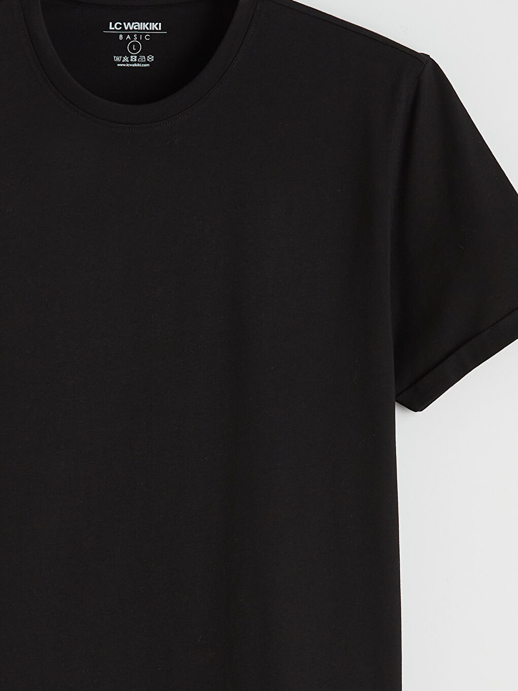 Siyah Slim Fit Bisiklet Yaka Erkek Tişört-5