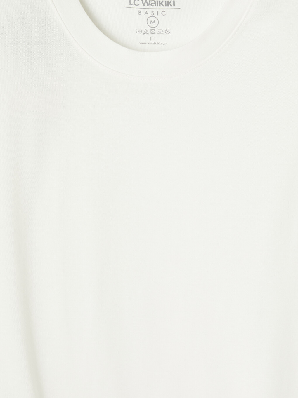 Ekru Slim Fit %100 Pamuk Basic Tişört-4
