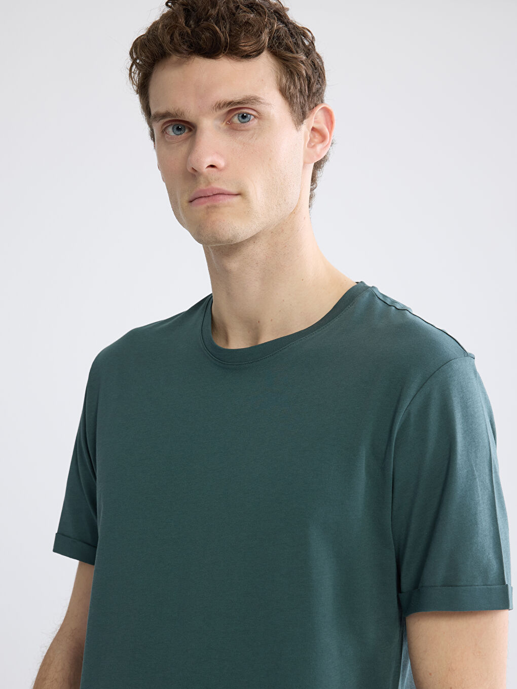 Yeşil Bisiklet Yaka Erkek Penye Tişört