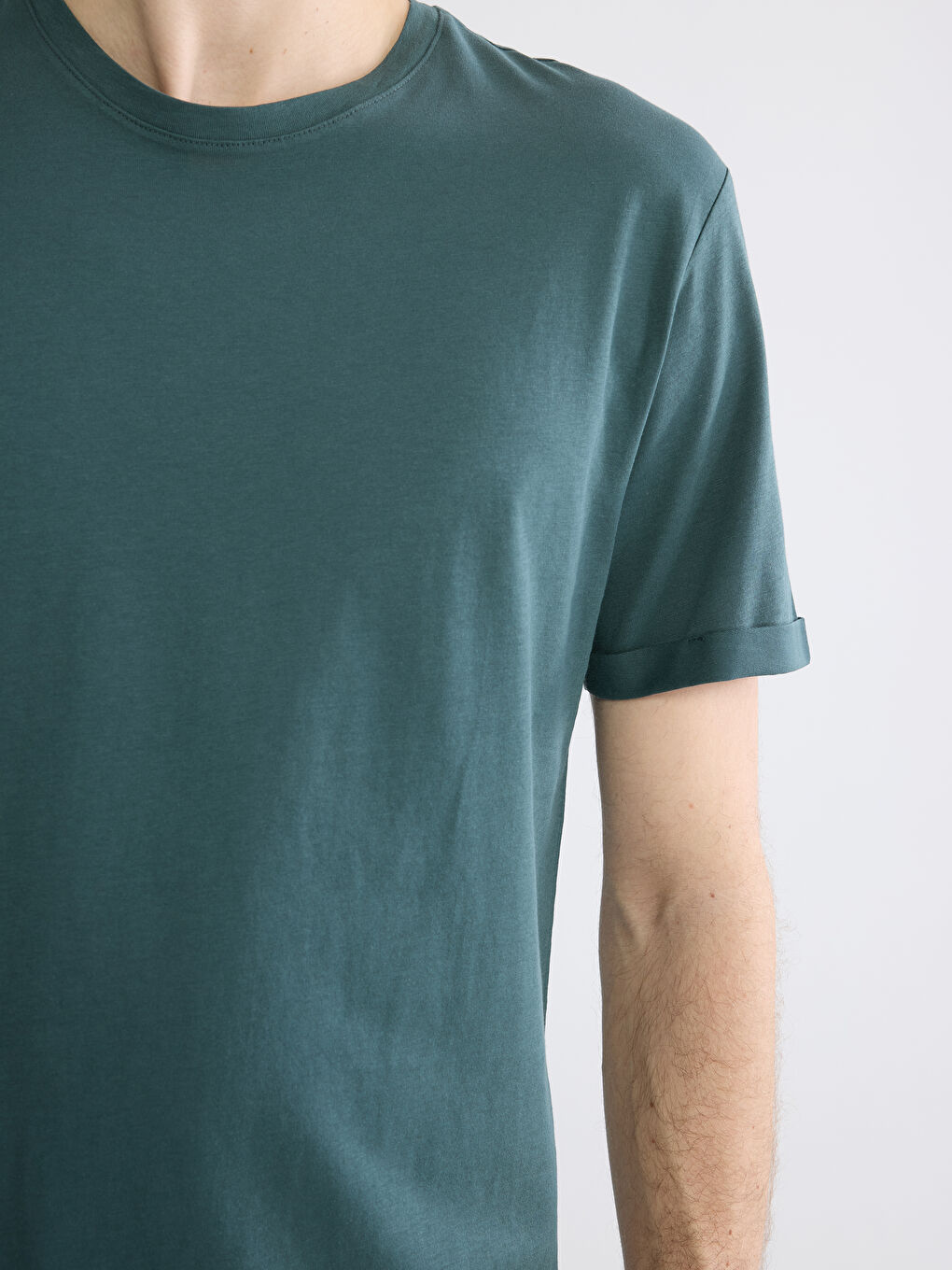 Yeşil Bisiklet Yaka Erkek Penye Tişört-2