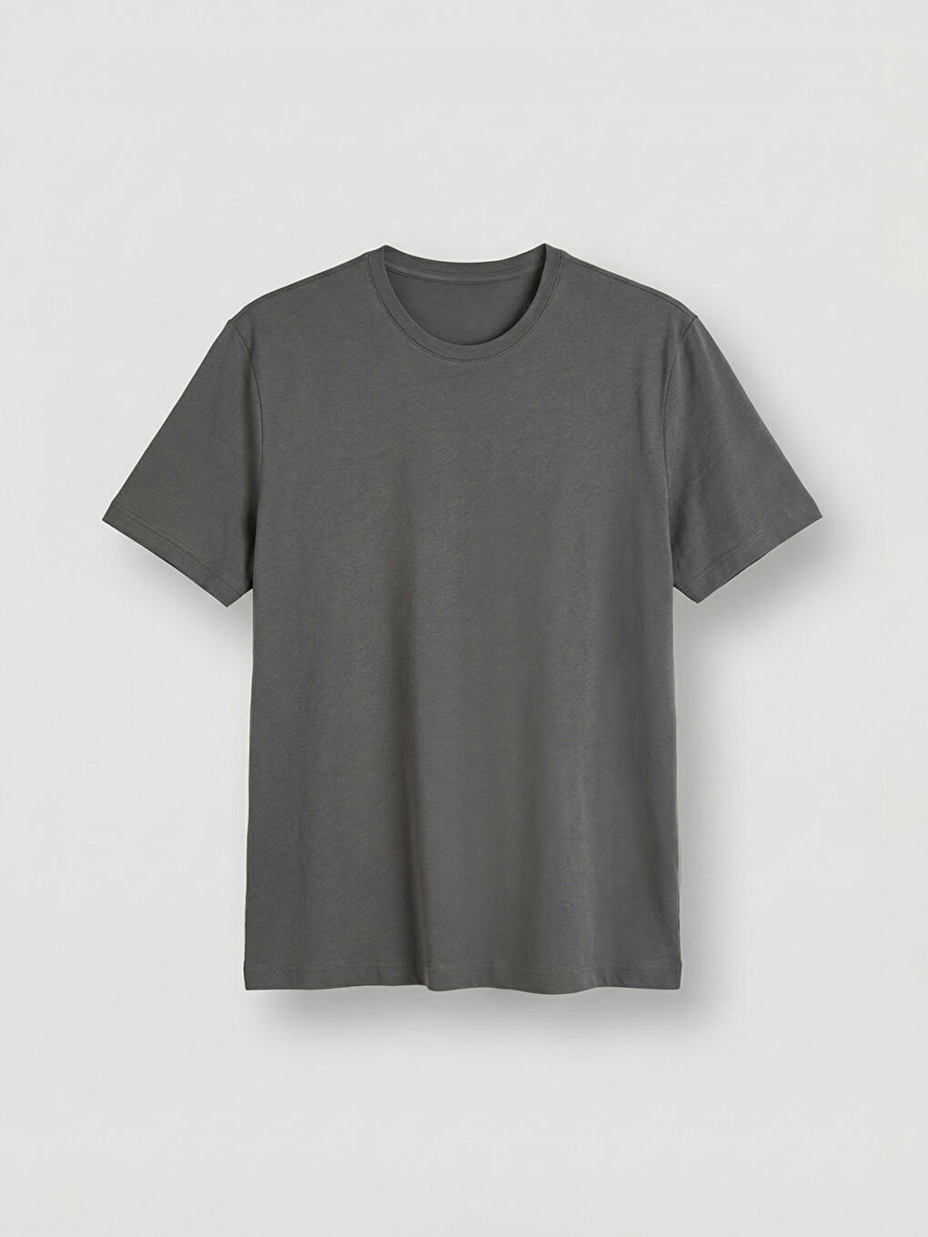 Antrasit Bisiklet Yaka Erkek Penye Tişört-4