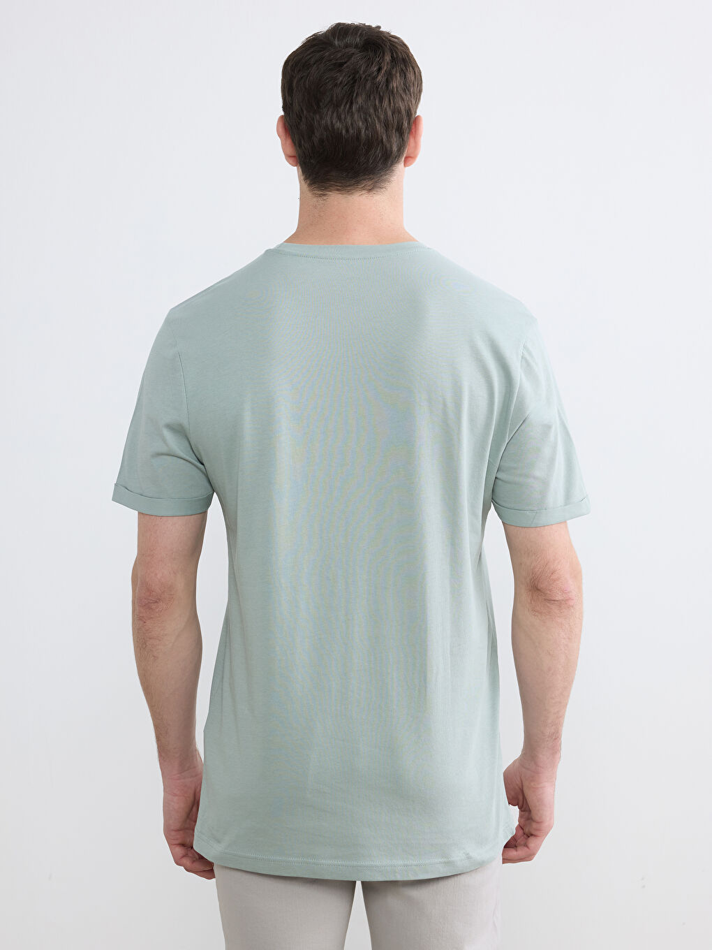 Yeşil Slim Fit Bisiklet Yaka Erkek Tişört-3