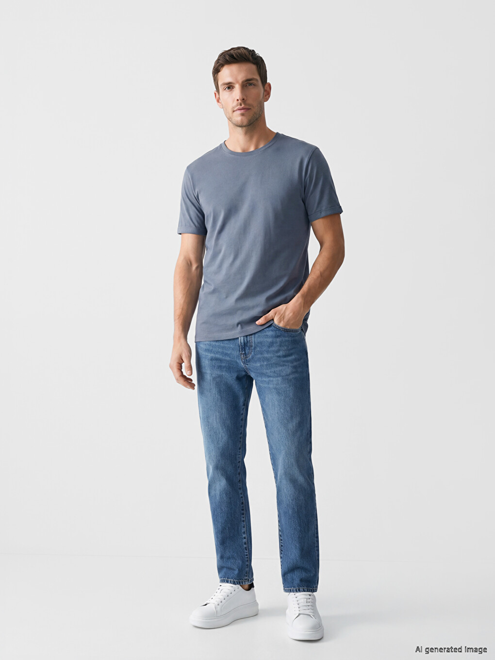 Slim Fit %100 Pamučna Basic Majica-1