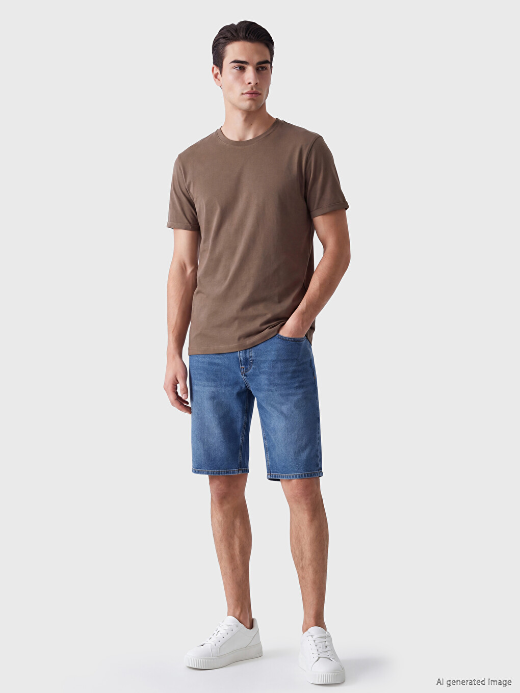 Kahverengi Slim Fit İnce Kumaş Erkek Tişört /02-1