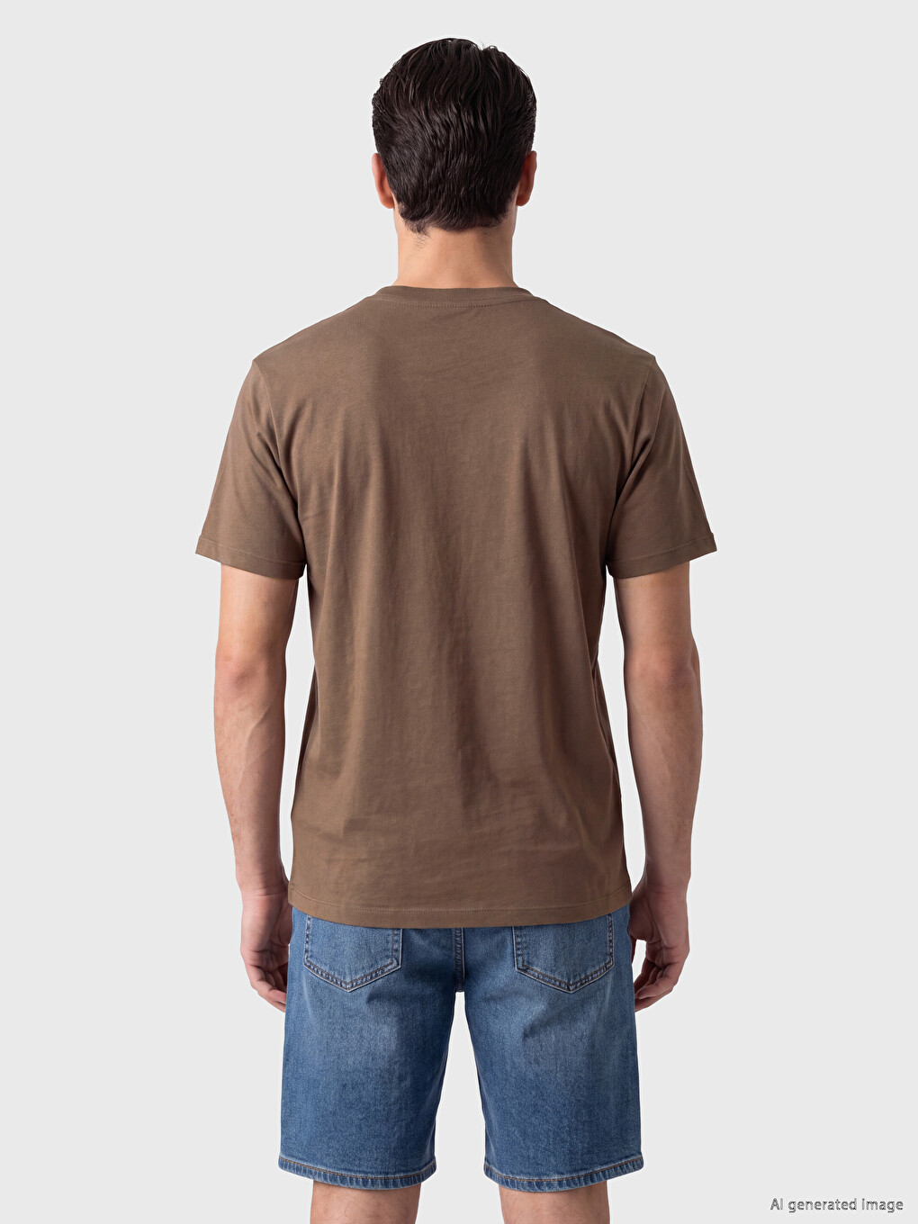 Kahverengi Slim Fit İnce Kumaş Erkek Tişört /02-2