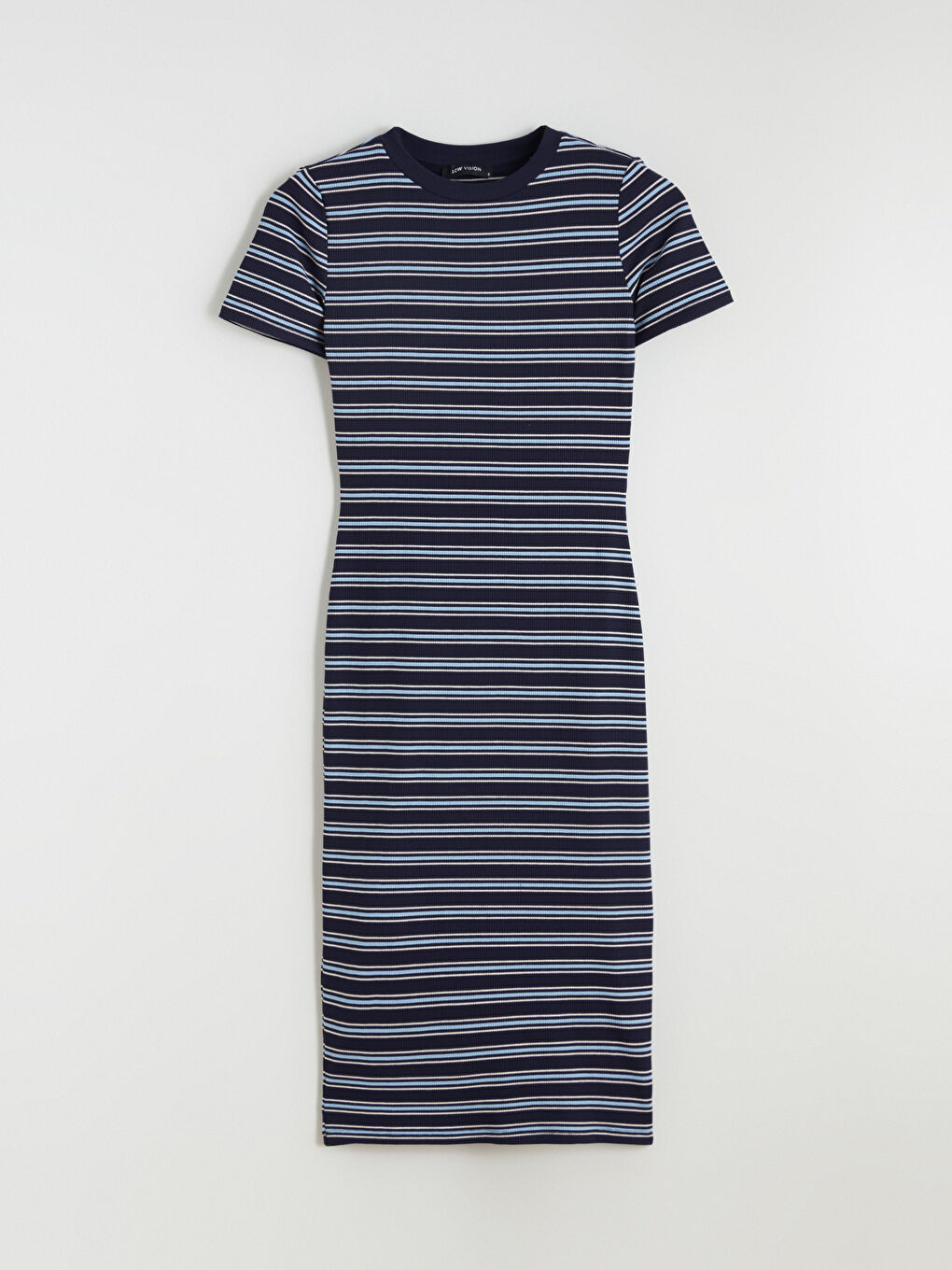 Crew Neck Striped Bodycon Dress-4