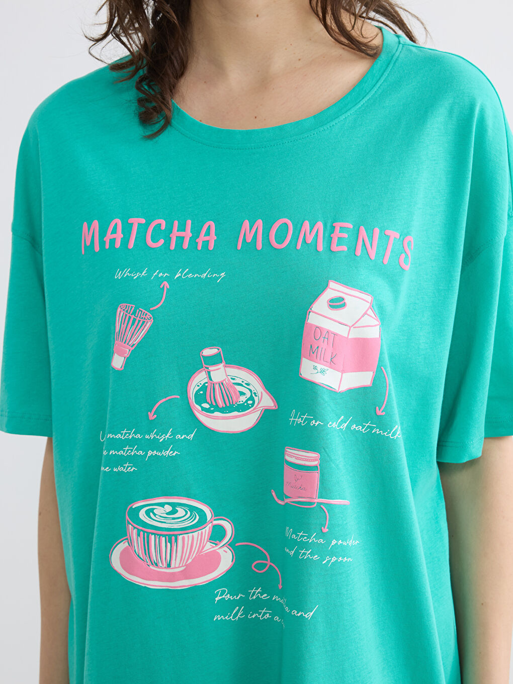 Chemise de nuit imprimée à col rond pour femme-2