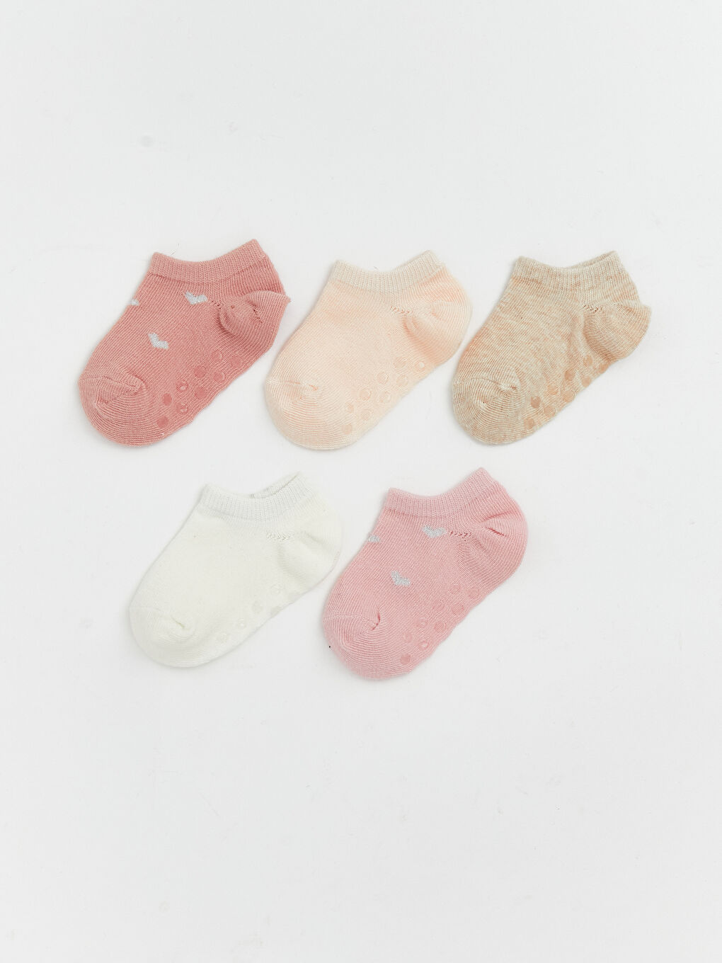 Pembe Kız Bebek Kaydırmaz Tabanlı Patik Çorap 5'li
