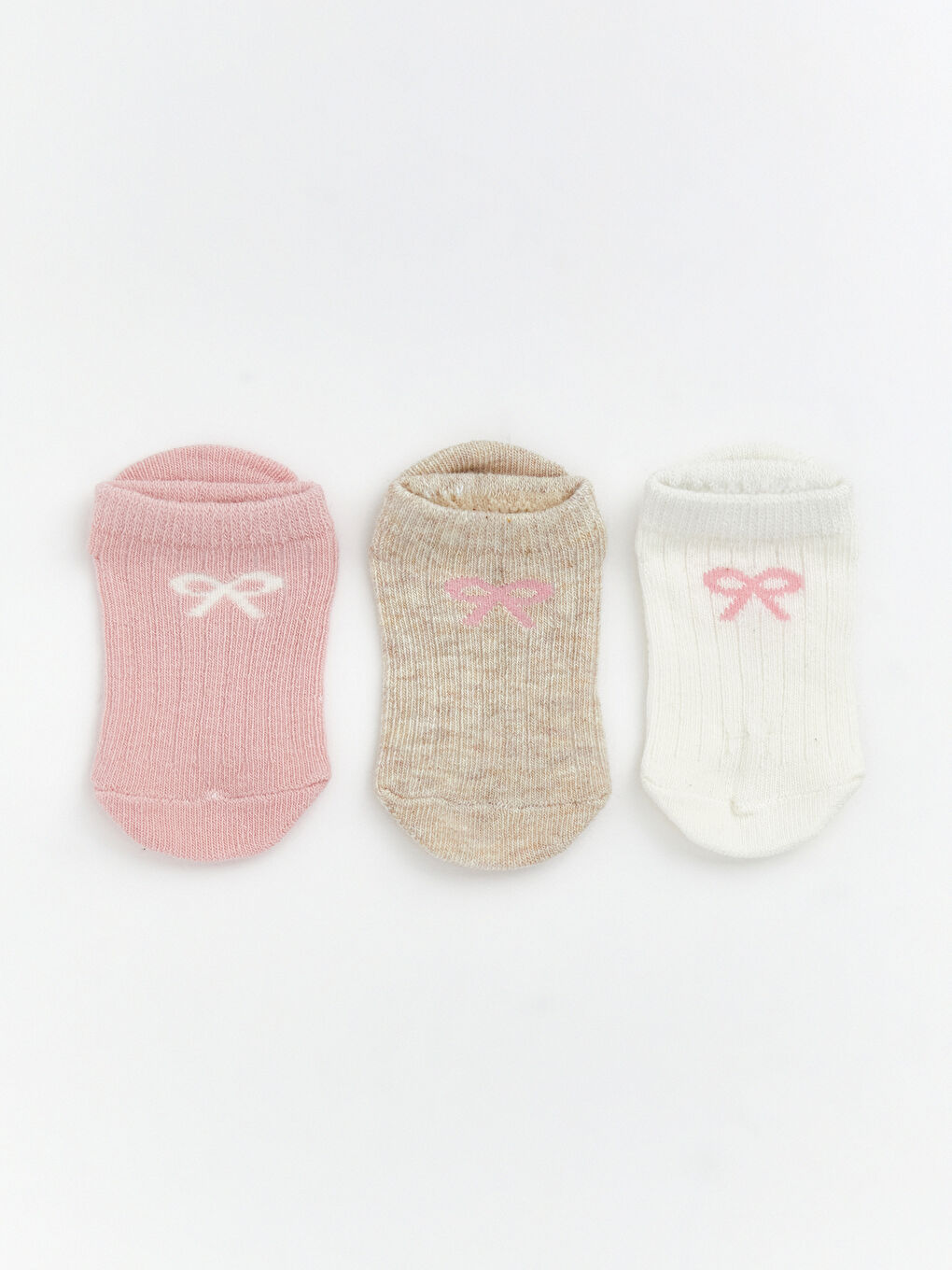 Ekru Kız Bebek Patik Çorap 5'li-1