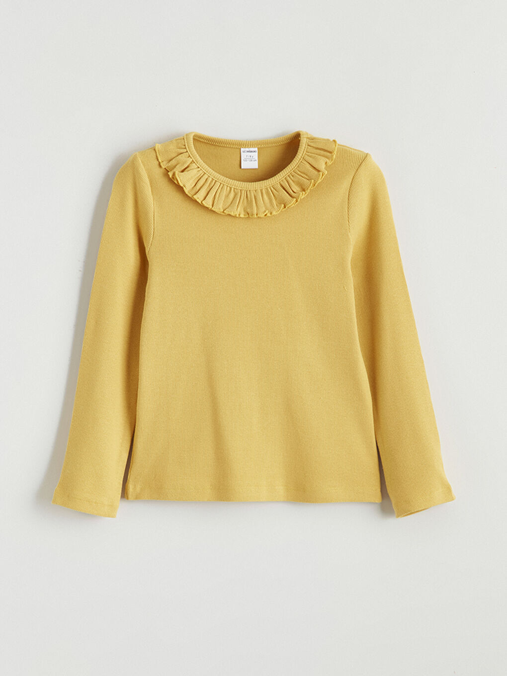 Crew Neck Basic Long Sleeve Girl's T-Shirt With 2-1