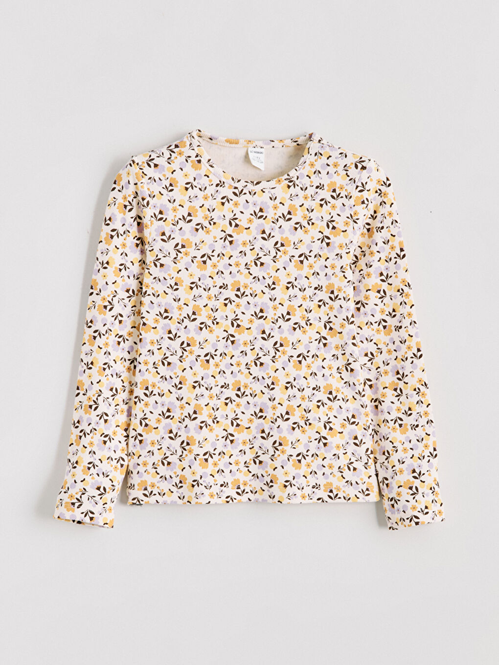 Crew Neck Basic Long Sleeve Girl's T-Shirt With 2-4