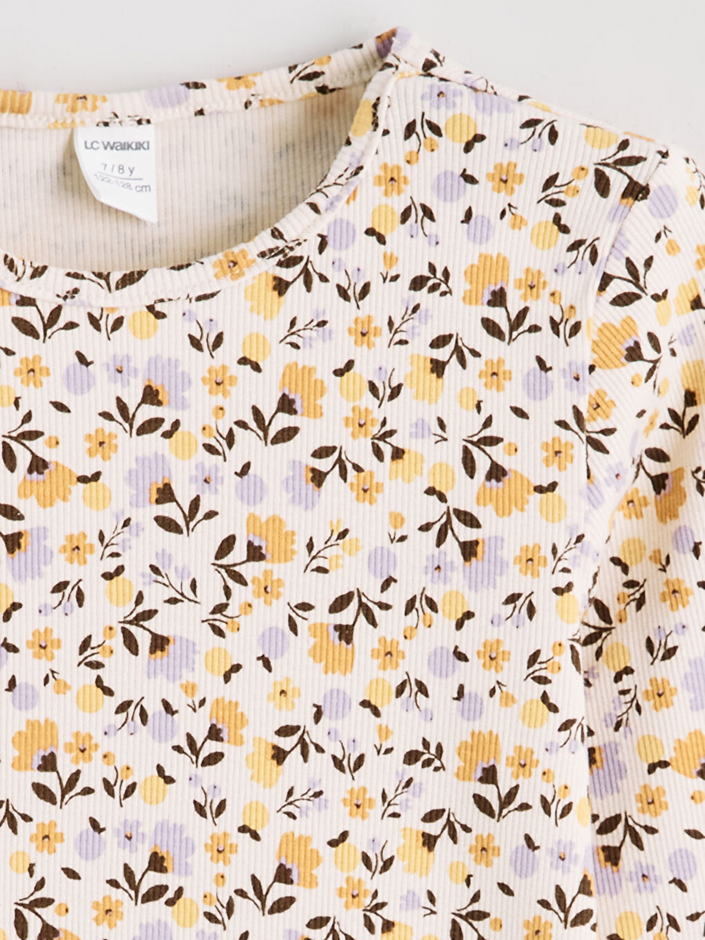 Crew Neck Basic Long Sleeve Girl's T-Shirt With 2-5