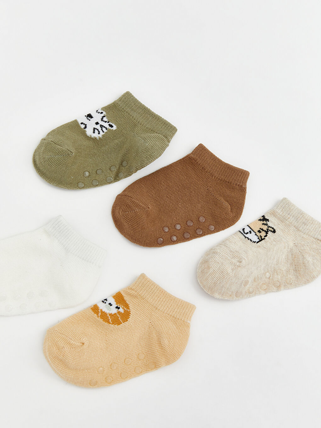 Yeşil Desenli Erkek Bebek Patik Çorap 5'li-3