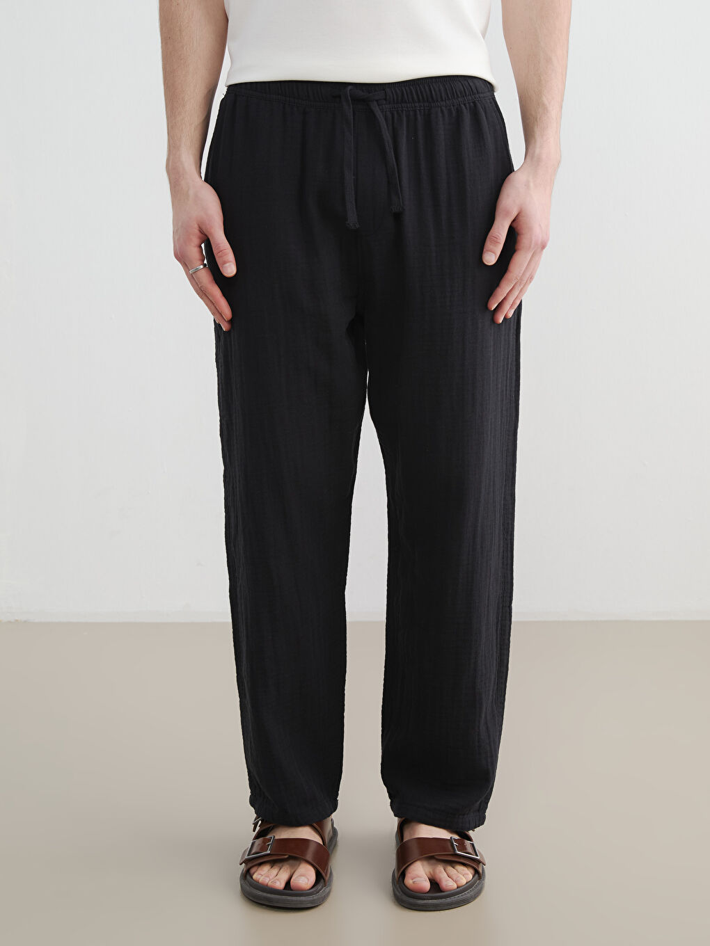 Мужские брюки из муслина свободного кроя-1