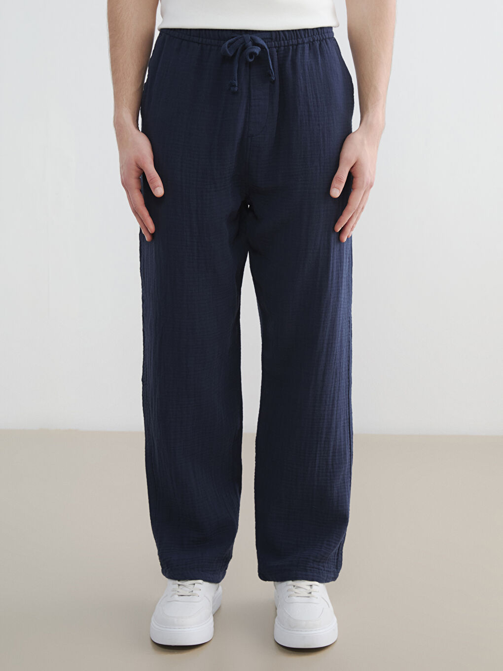 Мужские брюки из муслина свободного кроя-1