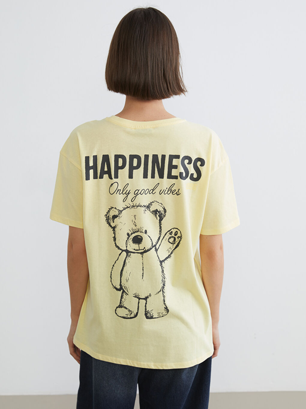 аю суреті бар дөңгелек жағалы футболка-3