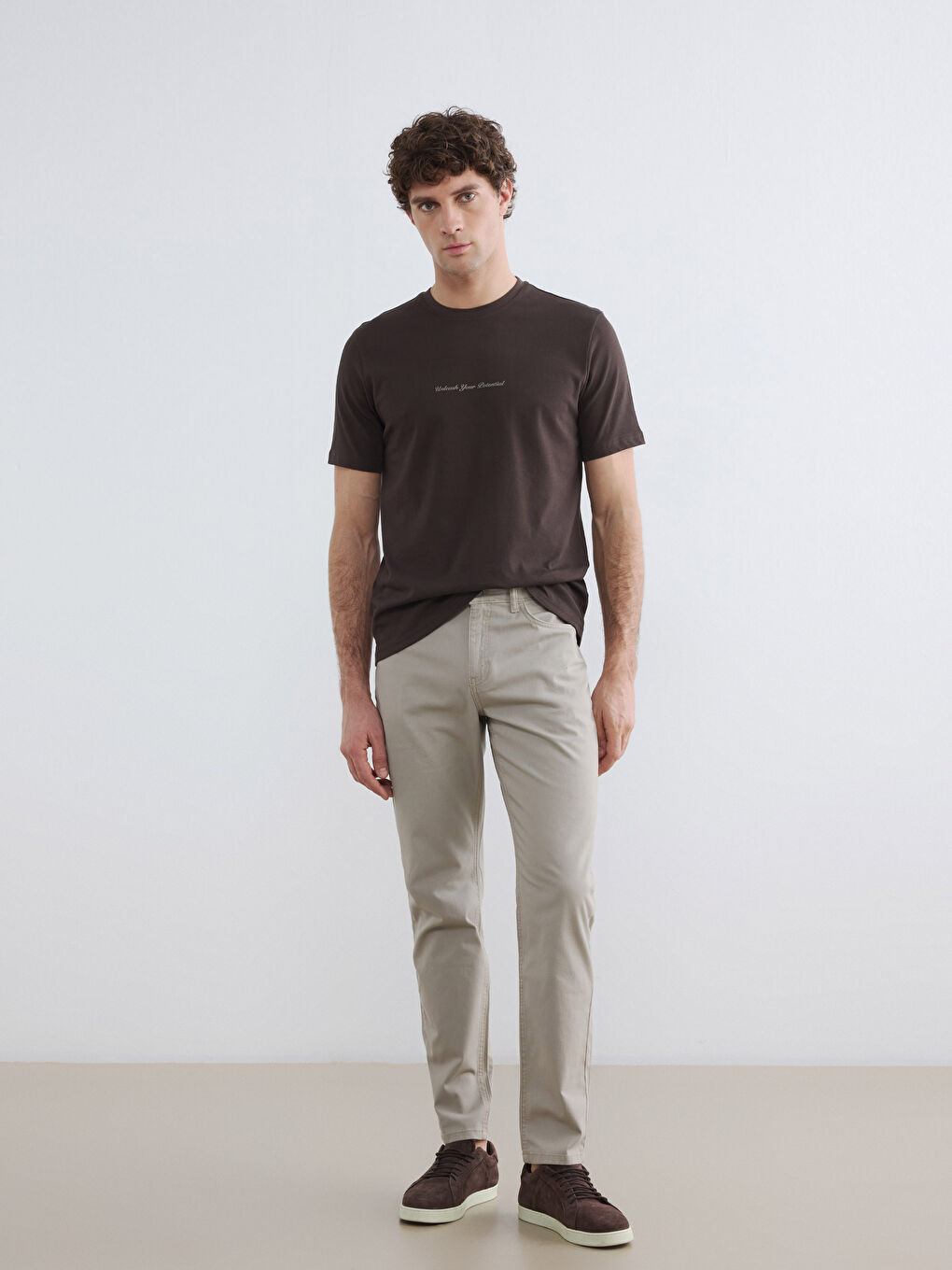 بنطلون تشينو رجالي جاباردين بقصة ضيقة