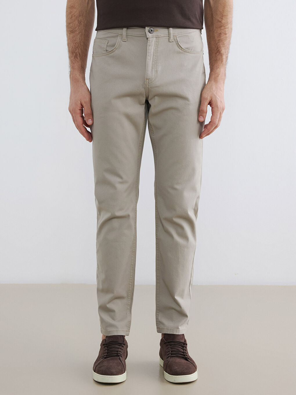 بنطلون تشينو رجالي جاباردين بقصة ضيقة-1