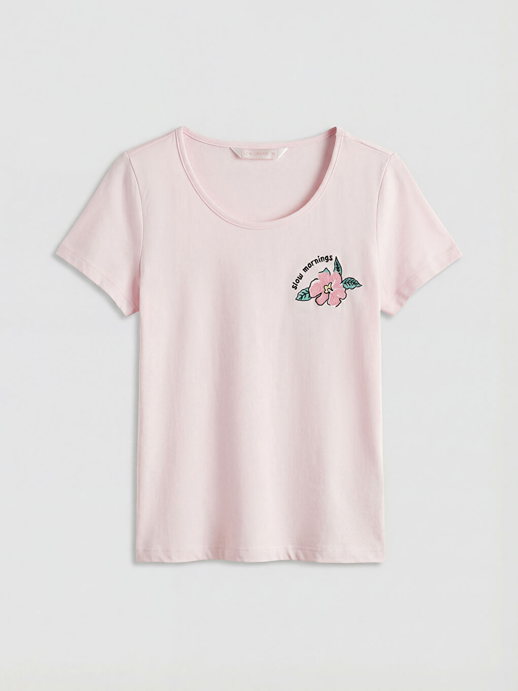 Turkuaz Bisiklet Yaka Çiçekli Kadın Kaprili Pijama Takımı-1