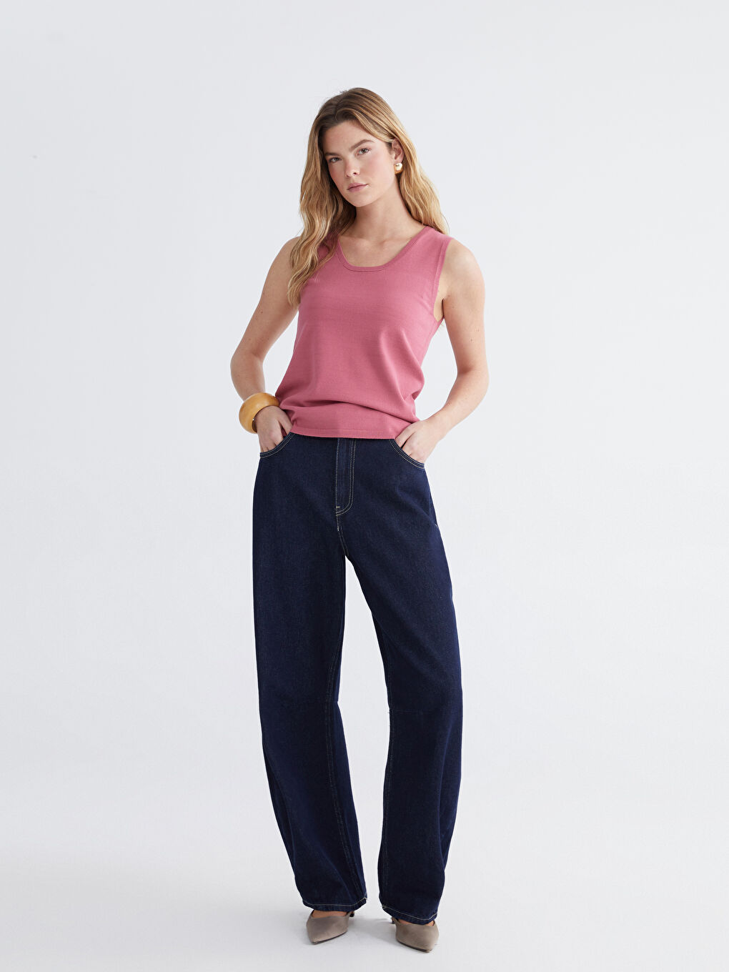 Женщины Розовый Майка-1