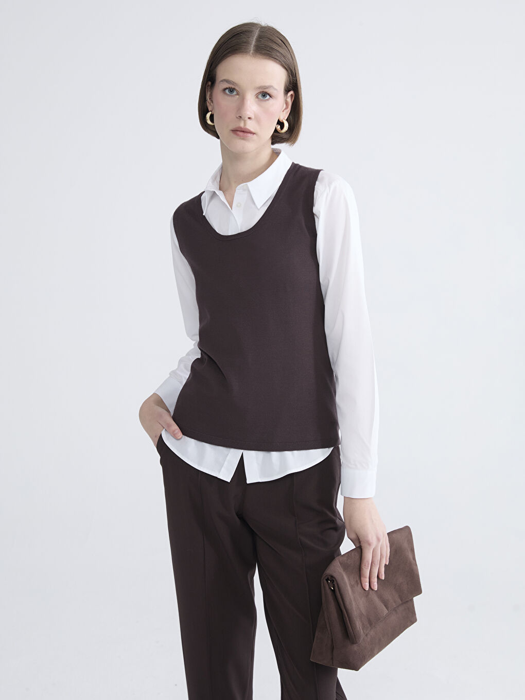 Женщины Коричневый Майка