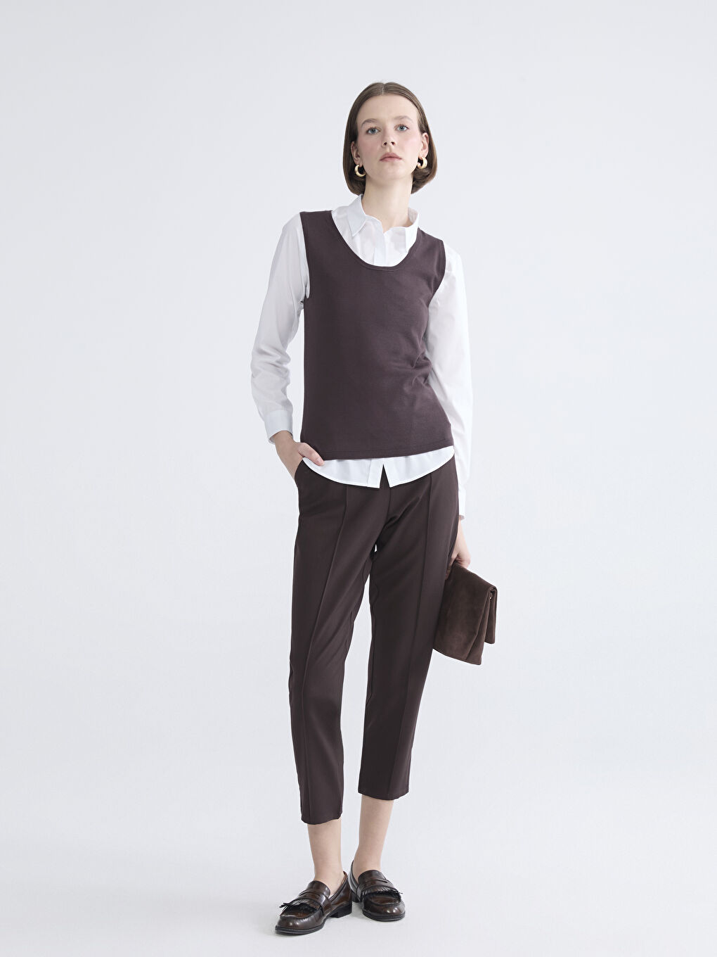 Женщины Коричневый Майка-1