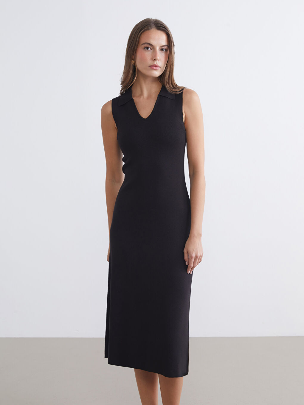 Polo Collar Knit Dress-1