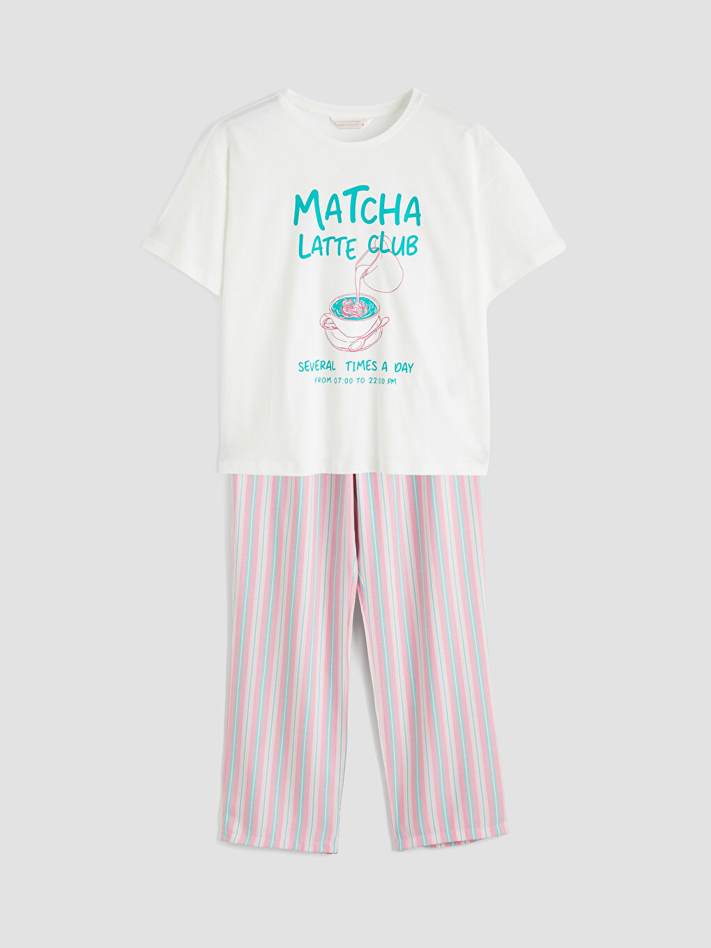 Karışık Bisiklet Yaka Baskılı Kadın Pijama Takım