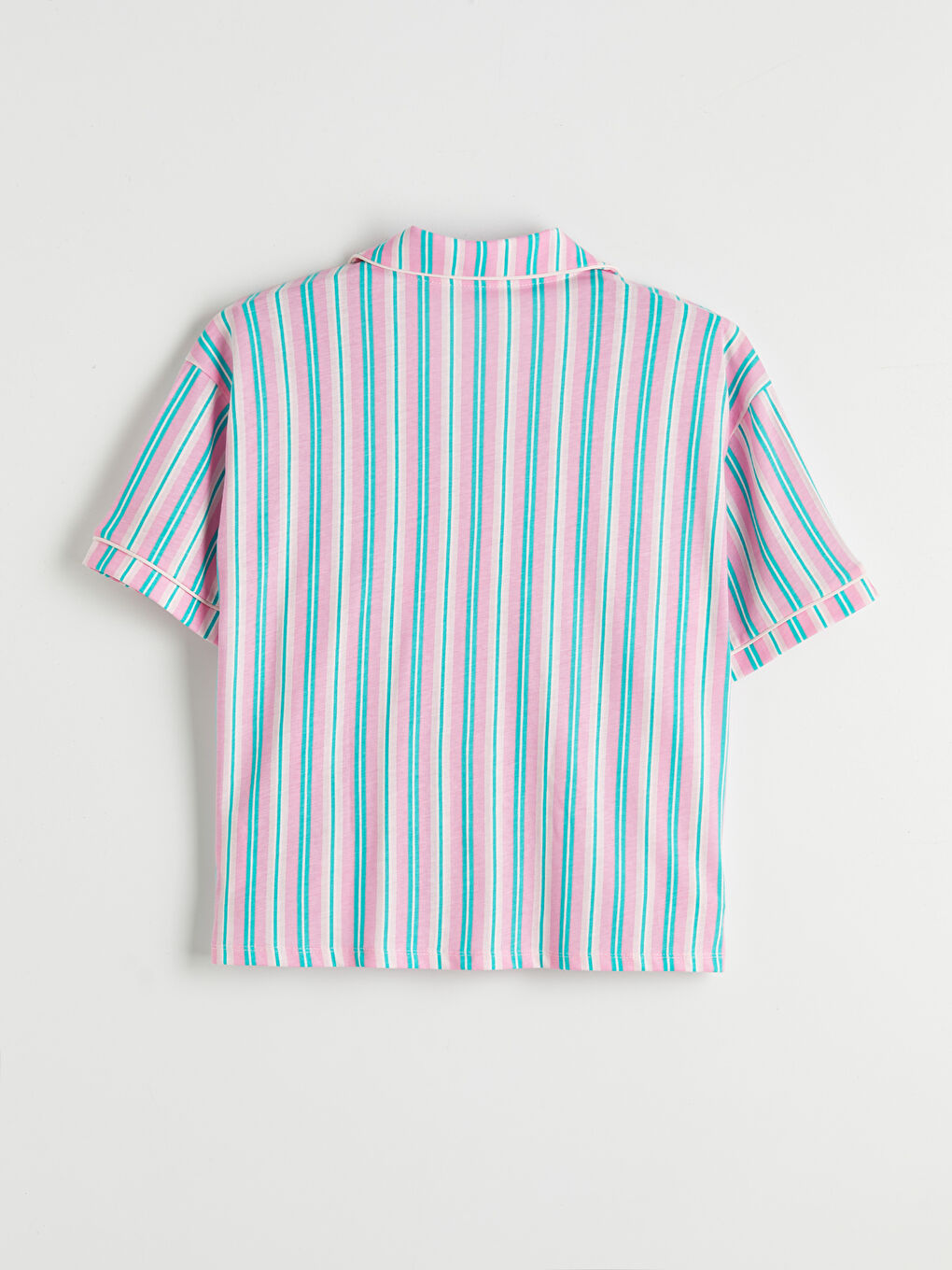 Collared Neck Striped Women's Shortie Pyjamas Set-6