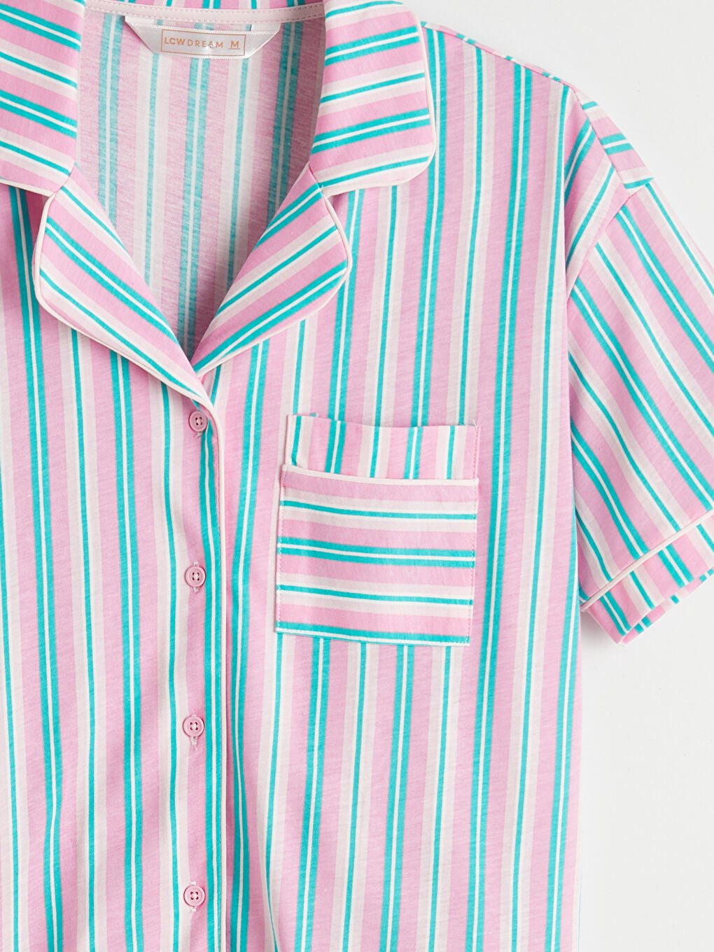 Collared Neck Striped Women's Shortie Pyjamas Set-9