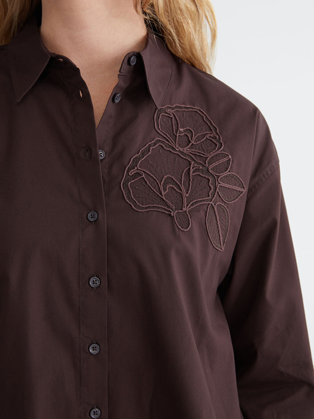 Embroidered Poplin Women's Shirt-2
