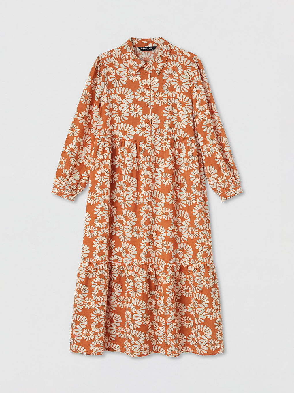 Collared Neck Floral A-Line Dress-4