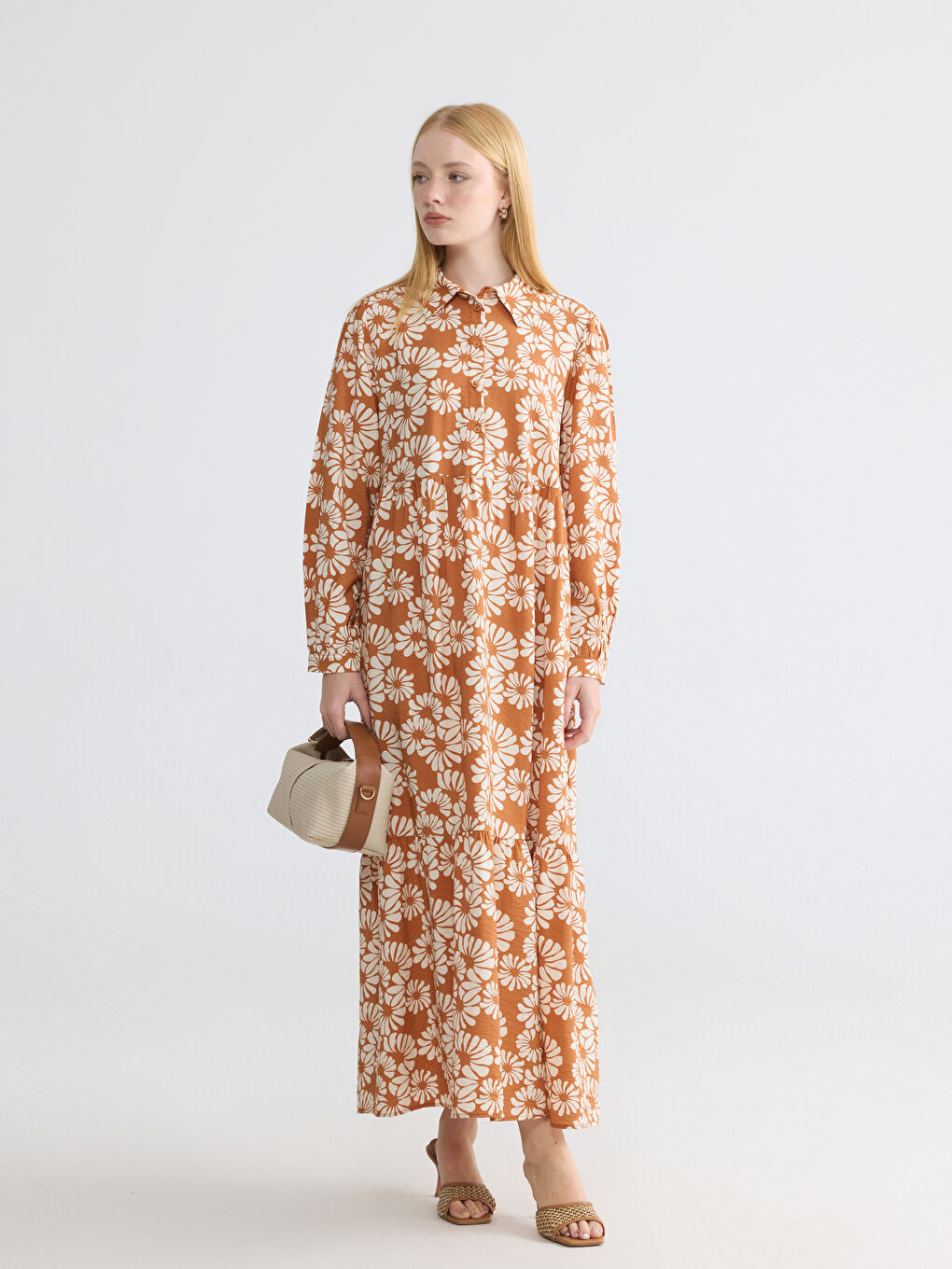 Collared Neck Floral A-Line Dress-1