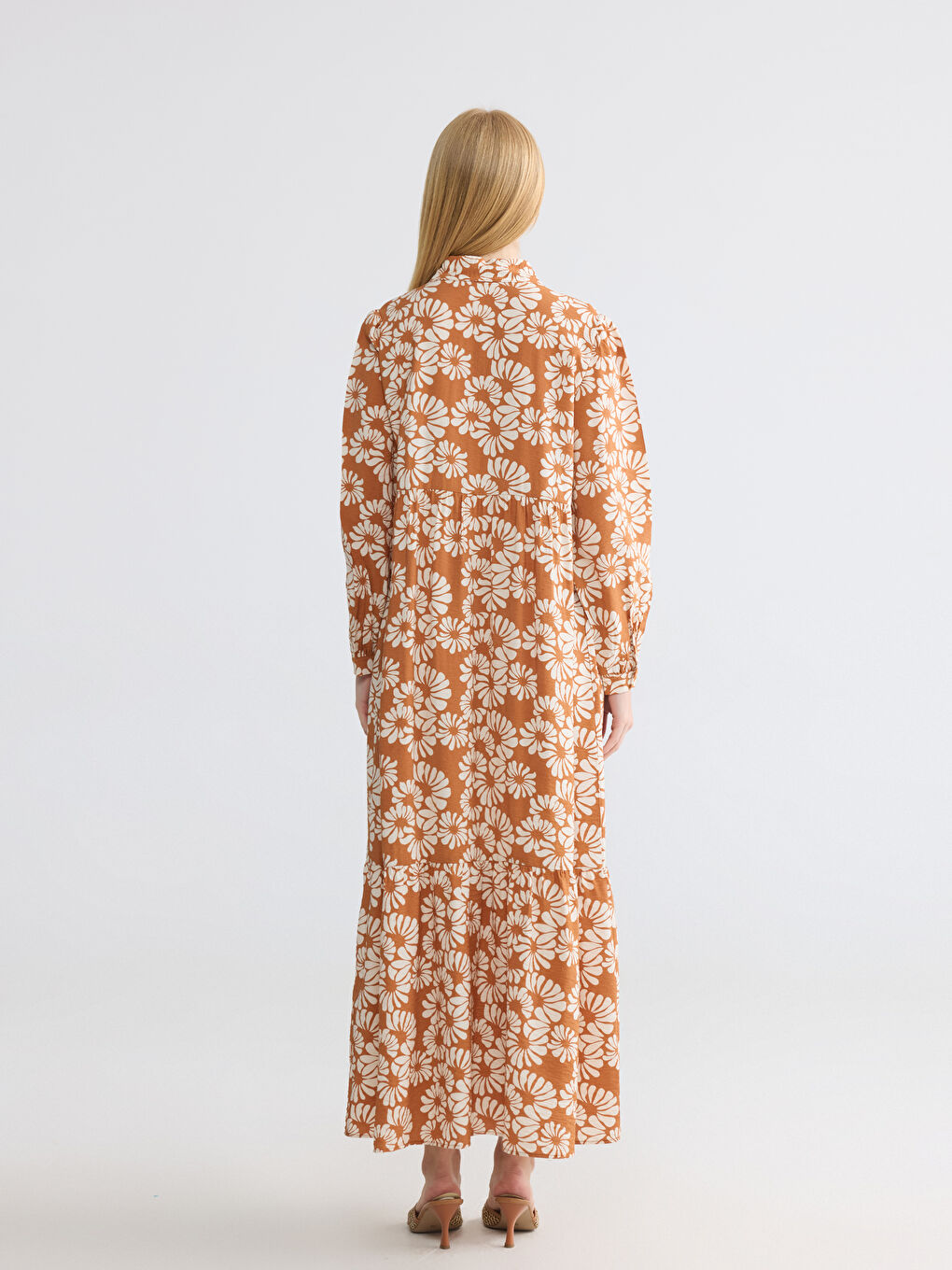 Collared Neck Floral A-Line Dress-3