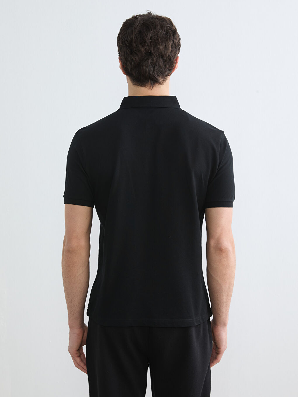 Siyah Polo Yaka Pike Erkek Tişört-3