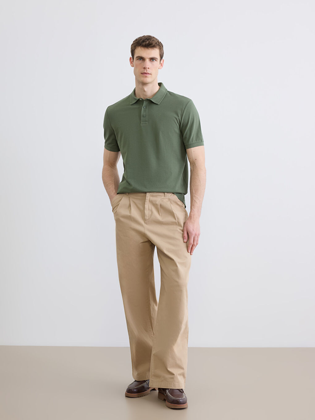 Yeşil Polo Yaka Pike Erkek Tişört-1