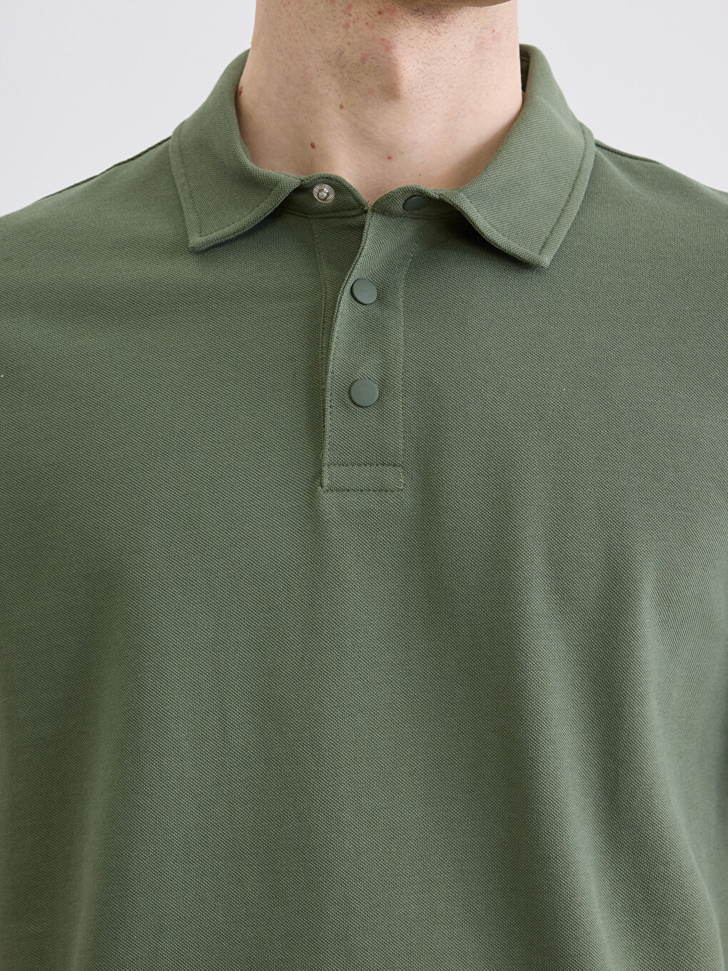 Yeşil Polo Yaka Pike Erkek Tişört-2