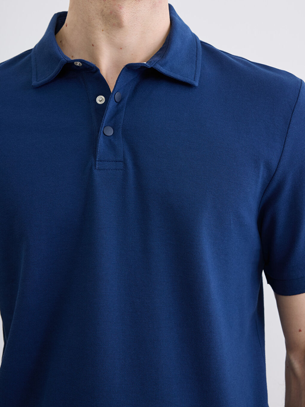Lacivert Polo Yaka Pike Erkek Tişört-2