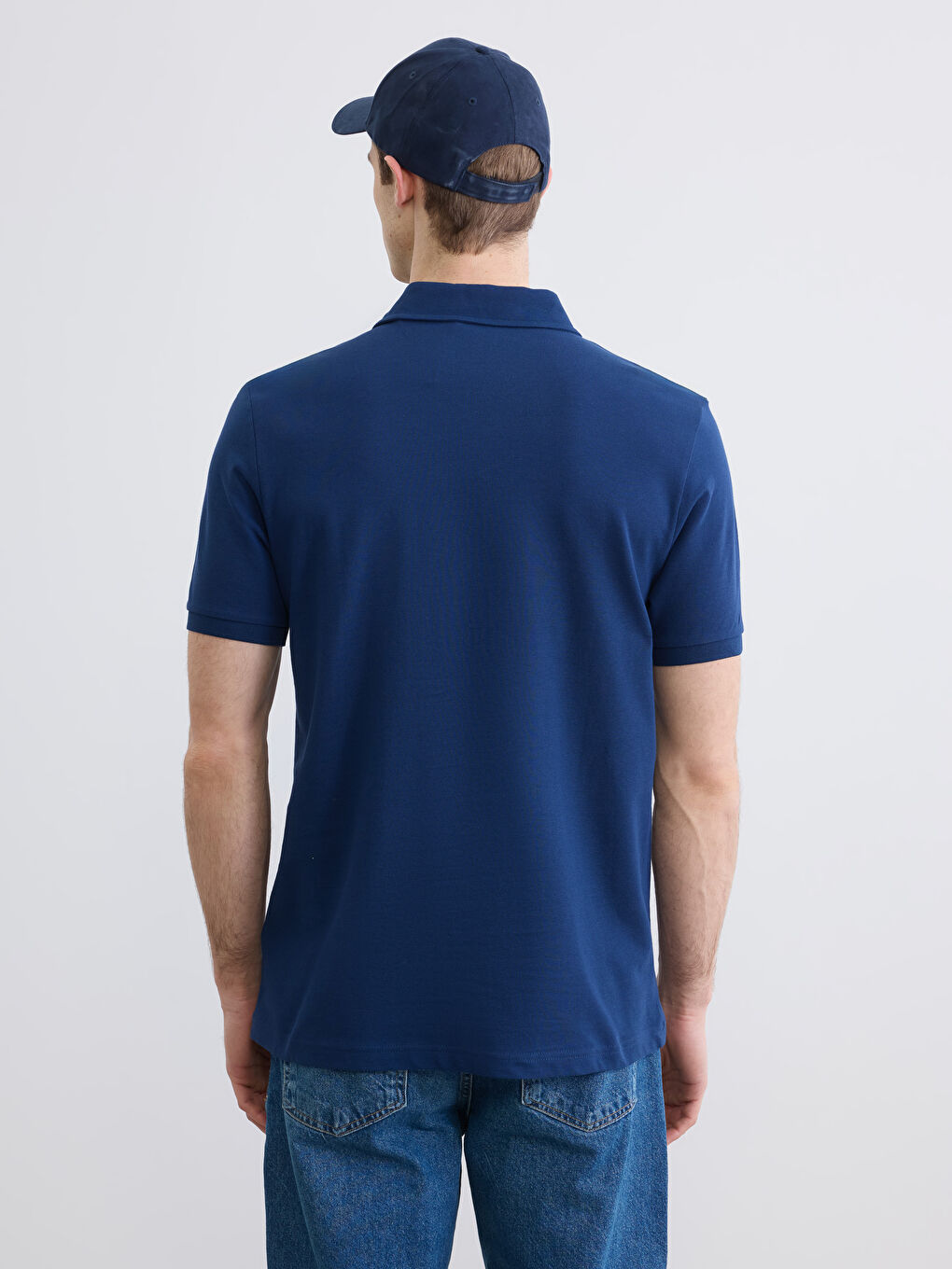 Lacivert Polo Yaka Pike Erkek Tişört-3