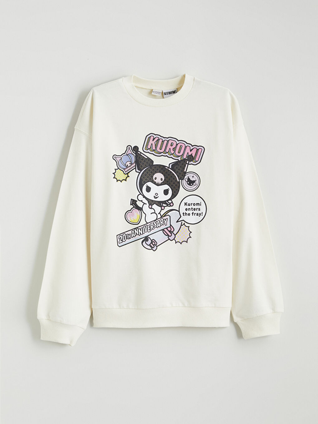 Crew Neck Kuromi Printed Girls' Sweatshirt