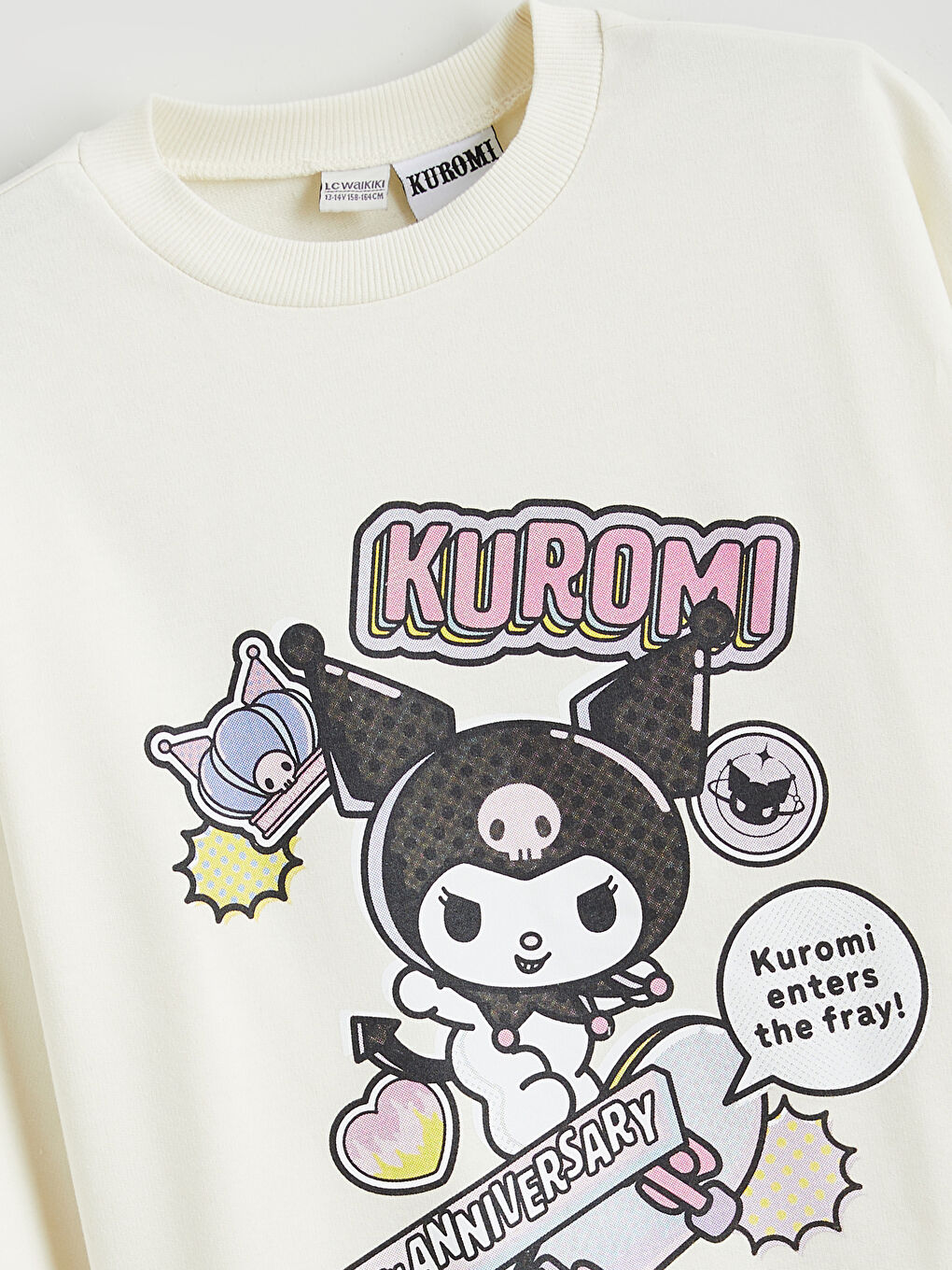 Crew Neck Kuromi Printed Girls' Sweatshirt-1