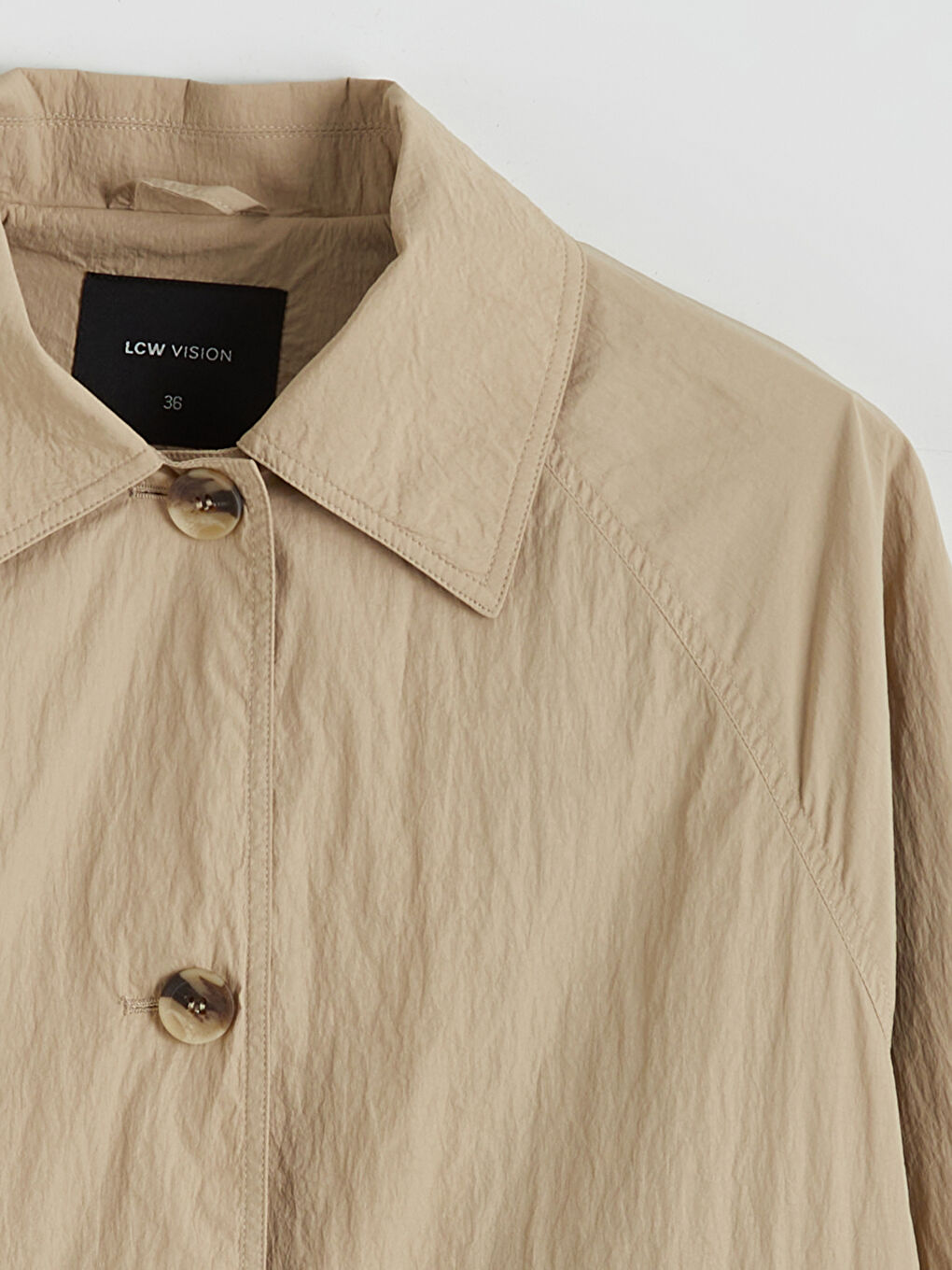 Bej Gömlek Yaka Kadın Ceket-7