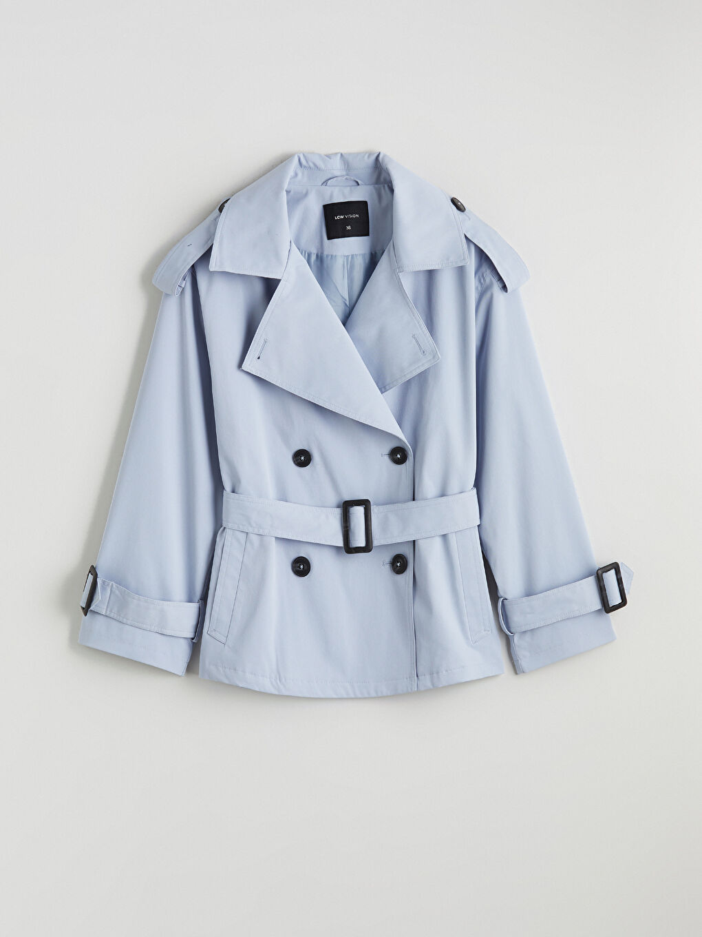 Mavi Kruvaze Yaka Kadın Trençkot-5