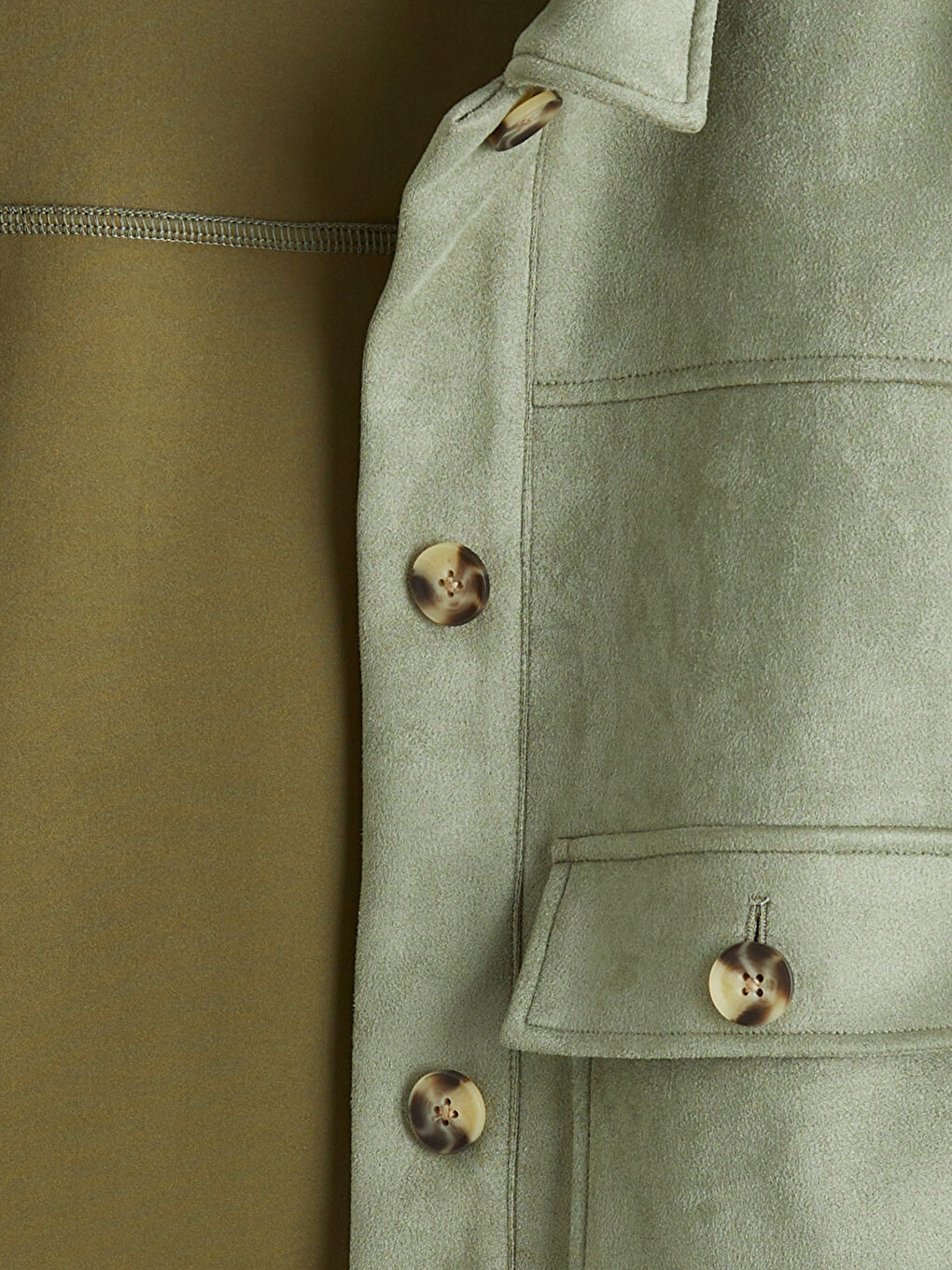 Women's Shirt Collar Suede Look Jacket-5