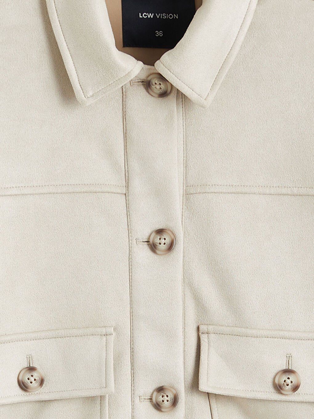 Women's Shirt Collar Suede Look Jacket-6