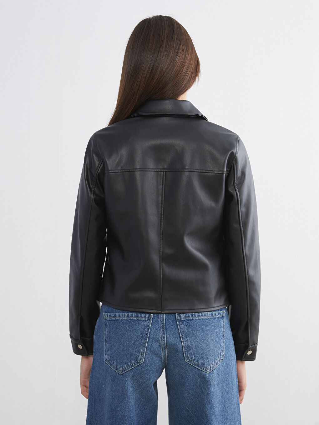 Frau SCHWARZ Kunstlederjacke-4